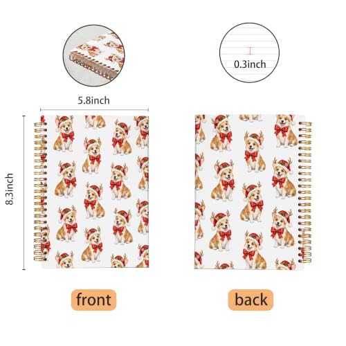 VNWEK Christmas Corgi Spiral Notebook Journal 5.5x8.3 Inch - color: Christmas Corgi