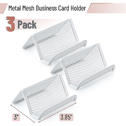 Mr. Pen- Metal Mesh Business Card Holders, 3 Pack, White - color: White