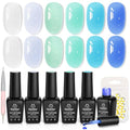 Beetles Blue Gel Nail Polish Set, 6 Colors Jelly Gel Polish Kit - color: A - Sheer | Bubble Splash