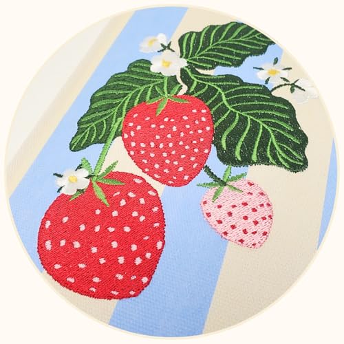 Lady Jayne Embroidered Canvas Hardcover Journal with 192 Lined Pages, 6” x 8.5” – Fruit and Fleur Strawberries (83501) - color: Strawberries