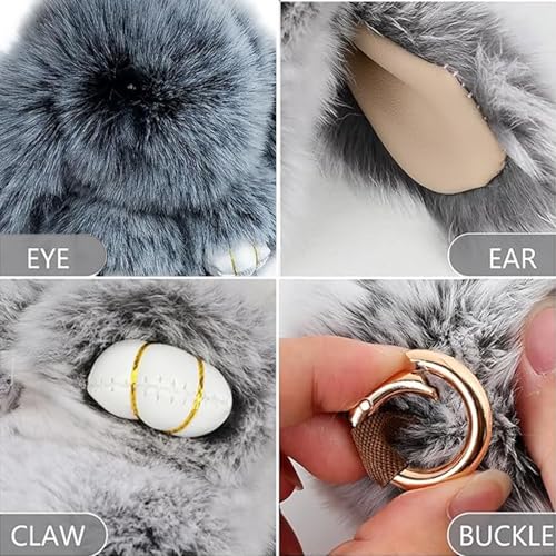 Cute Plush Bunny Keychain, Soft Fluffy Bag Charm for Backpacks & Purses - color: Khaki