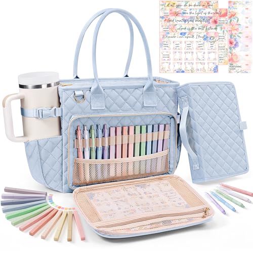 Large Bible Bag with Bible Cover Case for Women, Quilted Church Tote Bag
