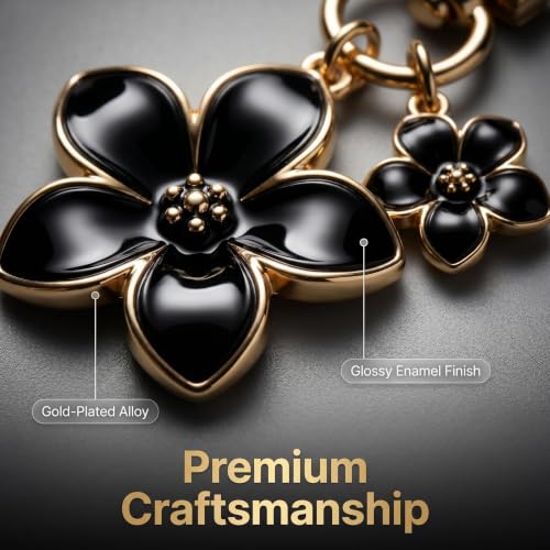9Pcs Daisy Flower Keychains Gold Alloy Lobster Clasp Bag Charms for Handbags Backpacks Car Keys Women Accessories Set - color: 9-Black