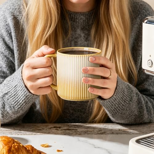 theterra Ceramic Coffee Mugs Set of 6, 14.2 oz Coffee Cups with Handle - color: Autumn Haze, size: 14 OZ (Set of 6)