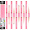 Yasterd Nail Art Brushes Set 5pcs Double-Ended Nail Brushes for Nail Art - color: Pink