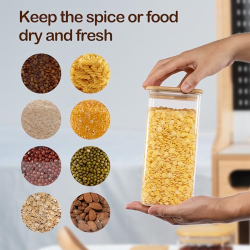 D2scrma 50oz/1.6Qt/1500ml Square Glass Storage Containers with Lids 3-Pack - size: 50oz*3