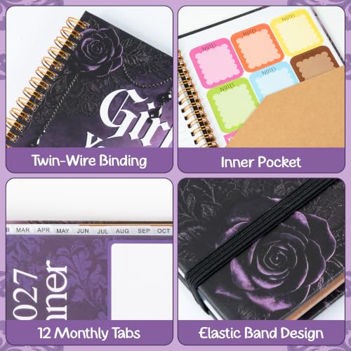 Xqumoi 2027 A5 Planner Purple Lace Sweary Weekly and Monthly Planner Gift - color: Purple Lace 2027, size: A5