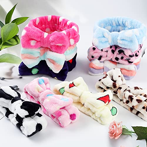 LAXIZAR 10 PCS Bow Headbands Shower Spa Headbands Headwraps for Women