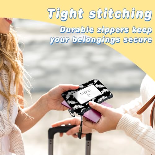 IRADA ID Case Wallet Keychain with Clear ID Window Zipper Cute Coin Purse for Women Water Resistant Small Coin Pouch-Halloween Bat Keychain Wallet - color: Halloween Bat-Keychain Wallet
