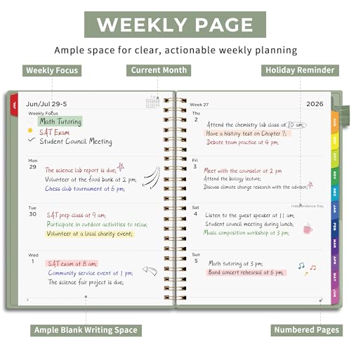 EMSHOI Academic Planner 2026-2027, A4 Size (8.5" x 11"), Weekly and Monthly - color: Light Green