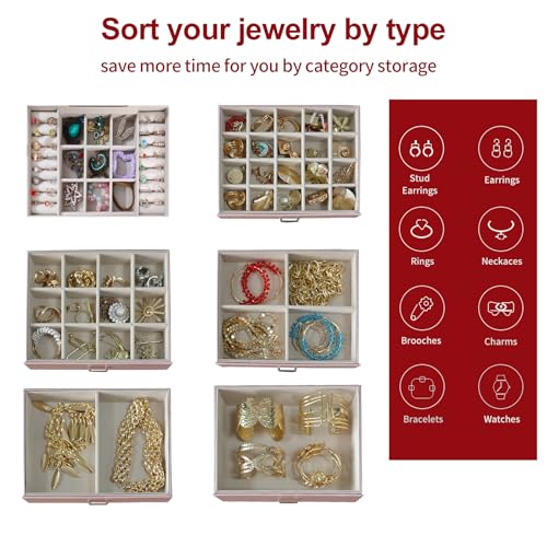 BOOVO Large Jewelry Box for Women 6 Layer - color: Rose Gold, size: 6 Layer