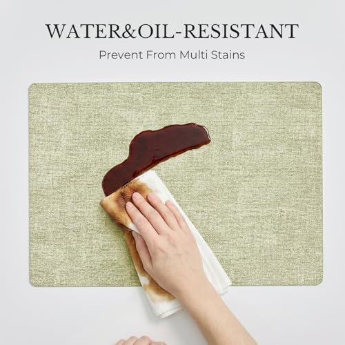 Romanstile Vinyl Placemats Set of 6, Reversible Faux Leather Wipeable Table Mats - color: Grey-grass Green, size: PCS6