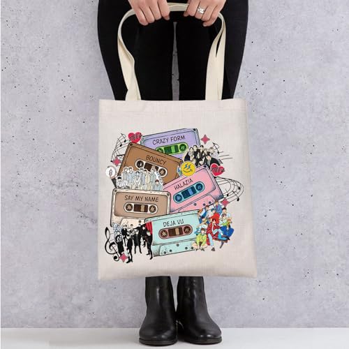 WZMPA Korean Group Fans Tote Bag Concert Fans Gift South Korea Singer Reusable Grocery Bag Concert Merchandise - color: My Name-t