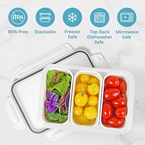 carrotez 3 Compartment Food Container - 4.64 Cup (1100ml) - color: White, size: 3 Compartment (4.6 Cup)