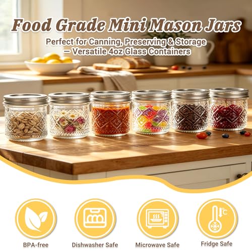 STARDISDE 4oz Small Glass Mason Jars 8-Pack, Canning Jars with Lids - color: Clear08-4oz