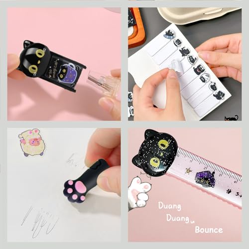10Pcs Black Cute Cat Stationery Set Cat School Supplies - style: black kawaii cat