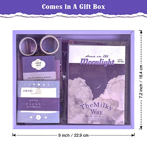 Scrapbooking Supplies Kit, Aesthetic Junk Journal Supplies, Scrapbook Kit - color: Moonlight