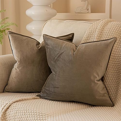 JUSPURBET 26x26 Velvet Decorative Throw Pillow Covers Set of 2,Stone - color: Stone, size: 26" x 26" (Pack of 2)