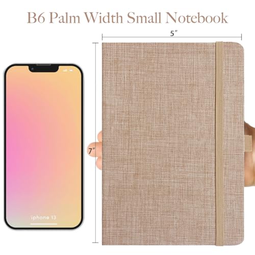 Linen Notebook, College Ruled, Hardcover, Lay Flat, B6, Small, 5x7, Thick, 100gsm, Pink, Journal for Writing - color: B6-Minimalism Pink