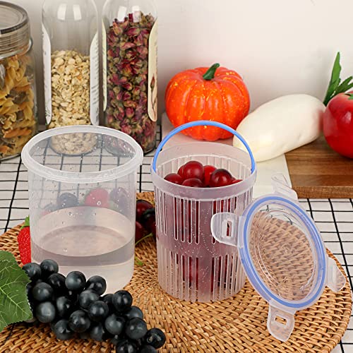 JUXYES Transparent Plastic Pickle Storage Jar with Strainer and Lock Lid