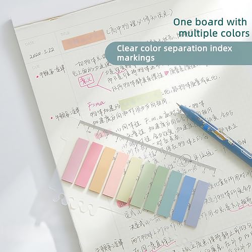 Transparent Sticker with Ruler, 10 Color Index Label, 200 Sheets, 8.7 x 3.1 inches, Brown and Blue (Brown) - color: Brown
