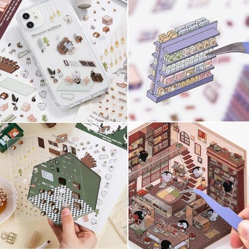 4 Sets DIY 3D House Stickers: Make Your Own Isometric Scenes with Fun Cute Korean Cartoon Stickers - color: Stylea
