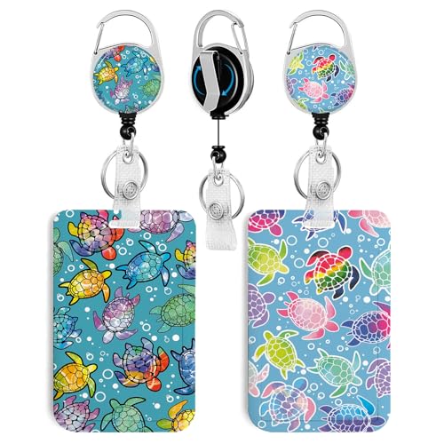 2 Pack Sea Turtle ID Badge Holder with Clip Badge Reels - color: 2 Pack-sea Turtle2