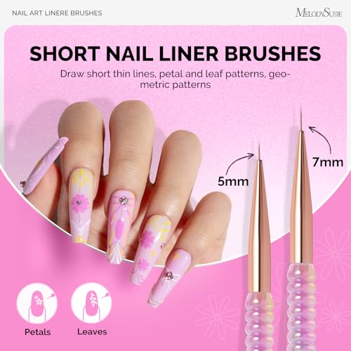 MelodySusie 5Pcs Nail Art Liner Brushes with Nail Brush Holder - color: Ombré-transparent