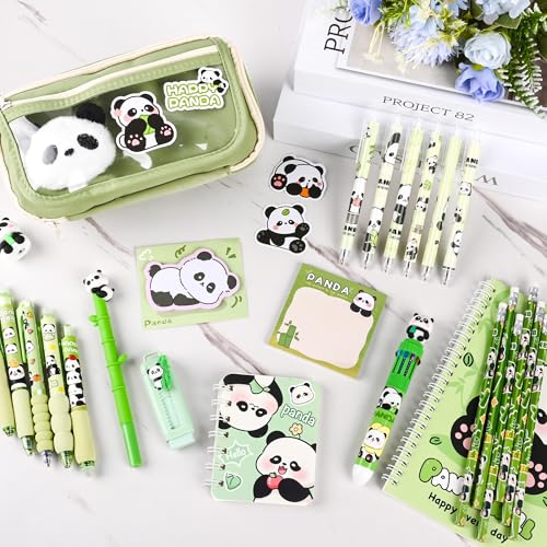 Ulema 78Pcs Cute Stationery Set Cartoon Panda Birthday Gifts for Boys Girls Back to School and Kawaii Classroom Office Supplies with Panda BallPoint Pen, Pencils, Erasers, Sticky Notes etc. - style: Panda