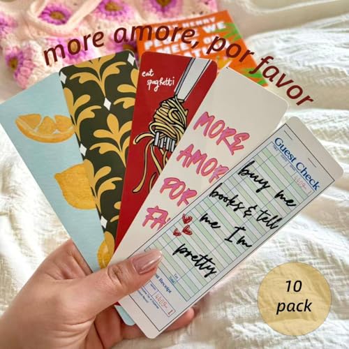 10pcs Cute Bookmarks Set, Aesthetic Bookish Gifts for Women (Yellow) - color: Yellow