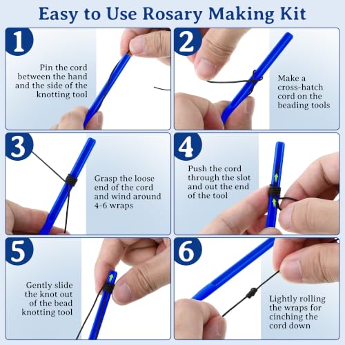 Dunkive 2 Pack Rosary Cord Knotting Tool, Dual Head,Blue - color: Blue