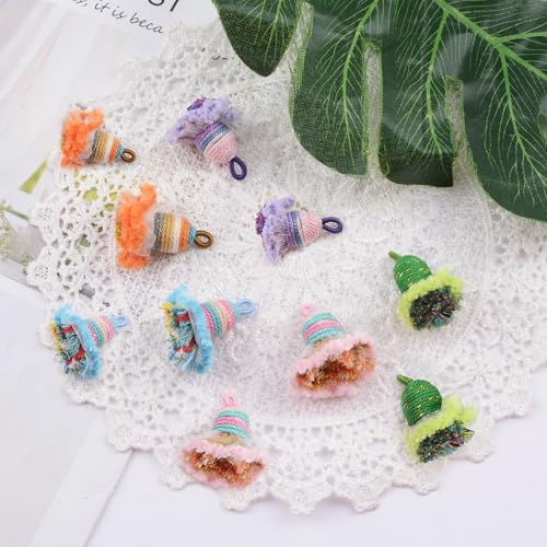 Colorful Tassel Pendants, 10 Pcs Small Cotton Tassel Bulk, Multi-Color Key Chain Tassel Ornaments for Banner Jewelry Making DIY Craft Home Decoration - color: 10 Colors-3.5cm