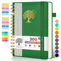 PERCUN Spiral Notebook 300 Numbered Lined Pages Hardcover Journal 5.9"x8.5" - color: Green, size: A5 size (5.9in x 8.5in)