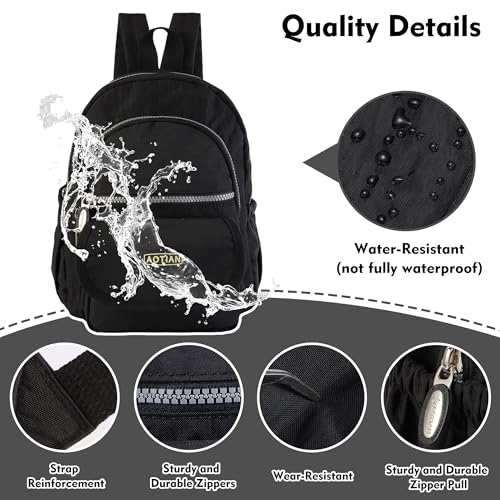 AOTIAN Mini Backpack for Women, Lightweight Sturdy Nylon Small Daypack - color: Mini Black
