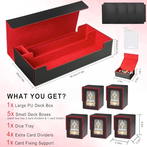 Card Deck Box for MTG Commander, Large 6 in 1 Card Display Deck Case - color: Black & Red, size: 6 Boxes Set