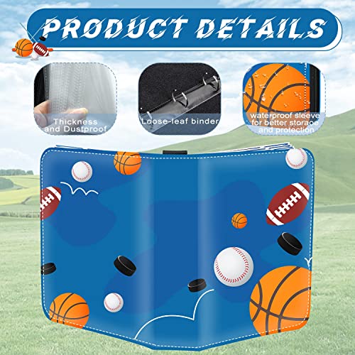 Sports Card Binder, 9-Pocket Trading Card Binder,900 Pockets Double Sided Pockets Baseball Card Binder, Football Baseball Basketball Hockey Card Collection Storage Album - color: 9-Pocket blueball