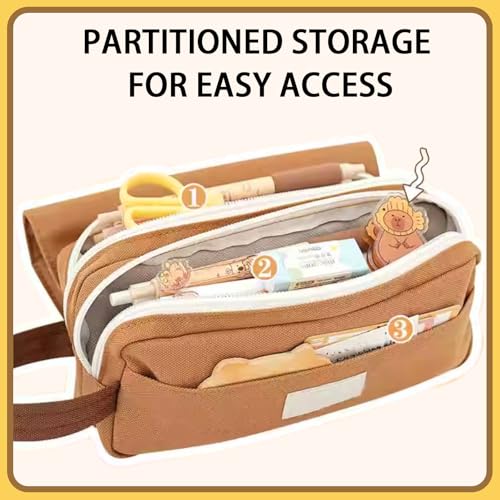 Capybara Pencil Case, Large Kawaii Pen Pouch for School and Office - style: Handle Capybara