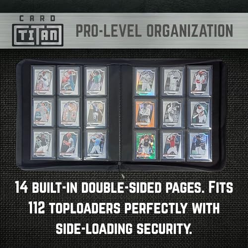 Card Titan Toploader Binder - 9-Pocket Trading Card Binder with Rigid Slipcase - Fits 252 Standard Top Loaders - Heavy-Duty Square Spine Case for Toploaders - Side-Loading Pages - Black - color: Black - 9 Pocket