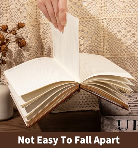 Lined Journal Notebook for Women Men, A5 Hardcover Leather Journals for Writing, 320 Pages Thick Paper, Daily Journal Notebook for Work, School, Note Taking, Business, Travel, College Ruled - color: Compass-Brown