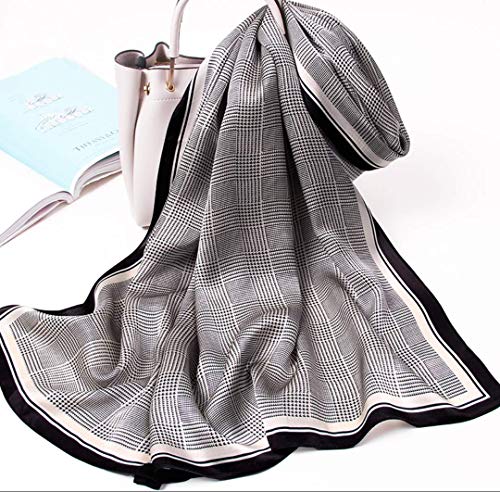 ANDANTINO 100% Silk Long Scarf-Women Large Oblong Shawls with Gift Packed - color: Check-earth Tone
