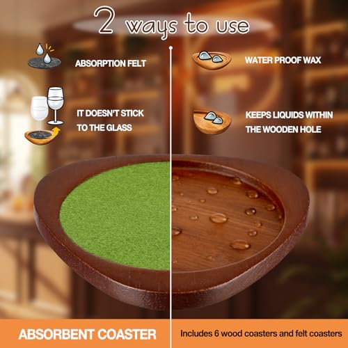 Newtay 6 Pcs Mid Century Modern Coasters Wood Absorbent Coaster,Multicolor - color: Colorful