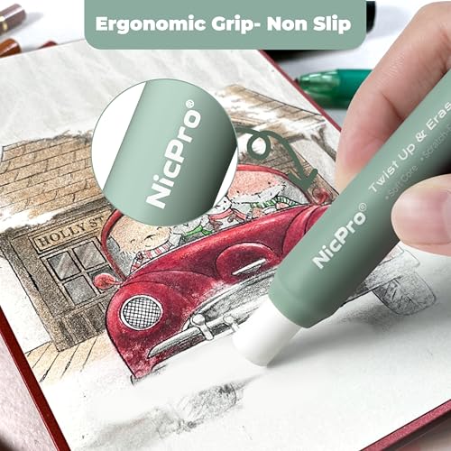 Nicpro 6 Pack Rotary Retractable Erasers, Soft TPE Twist Eraser-Rainbow - color: Rainbow