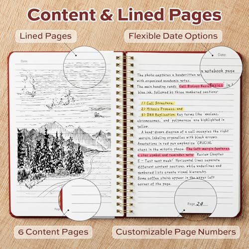deli Crimson Lined Spiral Journal Notebook, 160 Pages, A5 (5.5"x8") Hardcover Writing Notebook, College Ruled Spiral Bound Journal for Women & Men - Perfect for Work, School, Office & Note Taking - color: Crimson