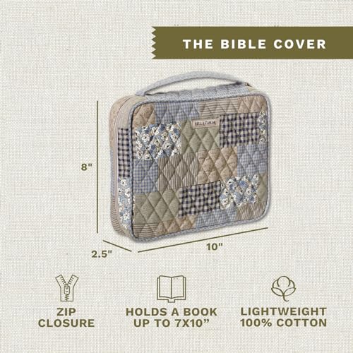 Bella Taylor Bible Cover, Quilted Bible Case, Khaki Patchwork - color: Khaki Patchwork, size: Large