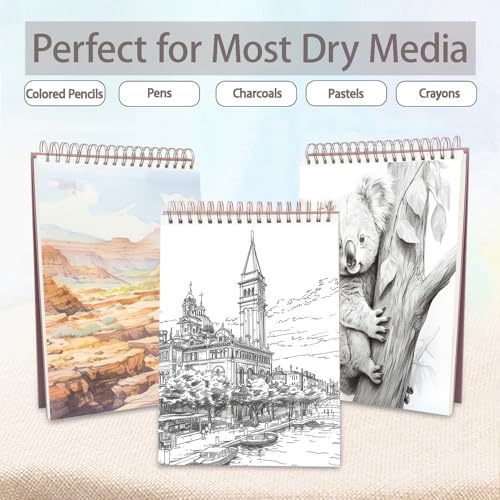 Crehatos 9" x 12" Sketch Book, Top Spiral Bound Sketch Pad, 100 Sheets 68lb/100gsm Drawing Paper, 1 Pack - size: 9" x 12" (1 Pack)