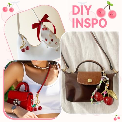 Cherry Bag Charm Cute Cherry Purse Charms Strawberry Keychain Best Gifts - color: A04 2pcs Cherry Charm