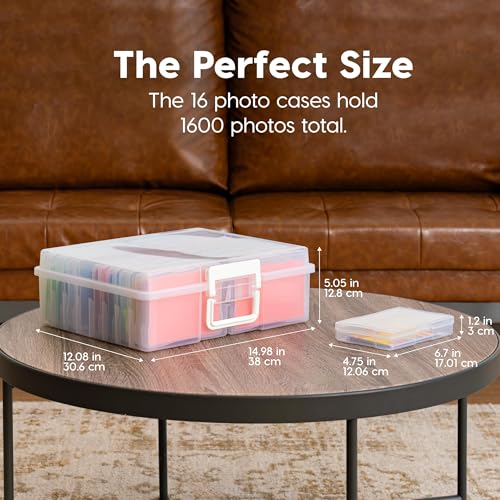 IRIS USA Photo Storage Box |Made in USA| 16 Cases - (2-Pack) - Clear - color: Clear, size: 16 Cases (4x6), style: Handle Box (2 - Pack)