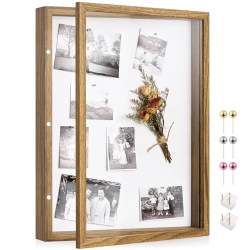 12x16 Brown Deep Shadow Box Picture Frame with Polished Plexiglass - color: Brown, size: 12x16