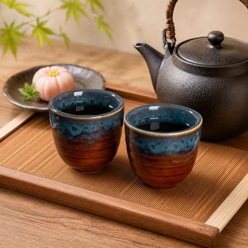 Ceramic Japanese Tea Cups, 5 oz Tea Cup, Chinese Tea Cup, Asian Teacup, Teacups, Set of 4, Peacock Tail - color: Peacock Tail, size: 4 pcs