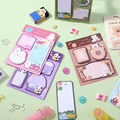 WLLHYF 4 Pack Cute Sticky Notes 240 Sheets Sticky Notes Page Markers Flags